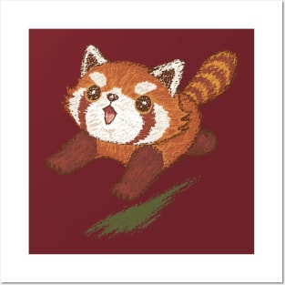 Red panda running Posters and Art